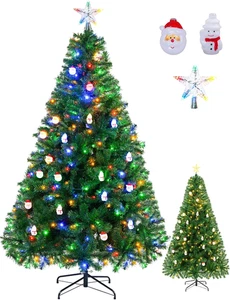 Albero Di Natale Pre-Illuminato, Artificiale Albero Di 6Ft Con 350 Luci Incorpor - Foto 1 di 12