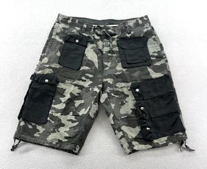 Sean John Shorts Men’s 36 Camo w Black Multi Pockets 52% Linen 12" - Picture 1 of 16