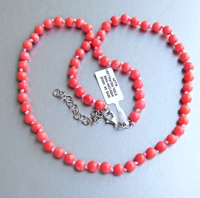 Nuevo Con Etiqueta GEMAS EN BOGA Valitutti 6mm Coral Cuentas 18-20" Collar Esterlina Foto 1 de 4
