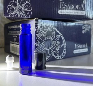 24 Essential Oil Glass Bottles 10ml Steel Roller Ball, Labels, Key, Pipette - Picture 1 of 14