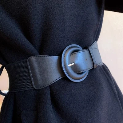 Solid Color Corset Belt Leather Wide Waist Corset Elastic Cummerbunds  Dress - image 1 of 4