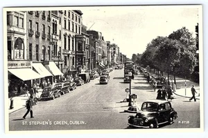 Ireland Postcard St Stephen's Green Street Autos scene Postcard D360 - Picture 1 of 2