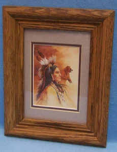 WOOD FRAMED MATTED SELFRIDGE STOIC GRIZZLY BEAR PRINT - Picture 1 of 6