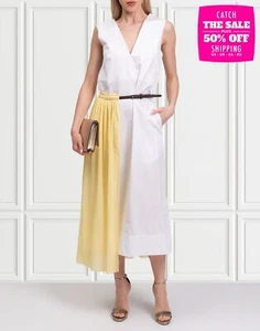 RRP€1090 TIBI Crepe Gauze Half Skirt Layered Dress US6 UK10 IT42 M Leather Belt - Imagen 1 de 10