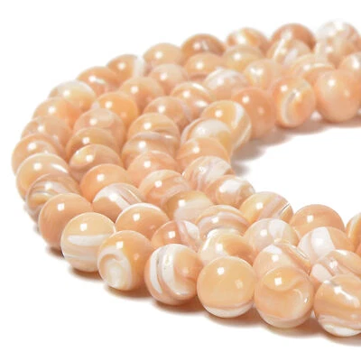 Natural Color Mother of Pearl MOP Shell Smooth Round 3mm to 12mm 15.5'' Strand - Image 1 of 4