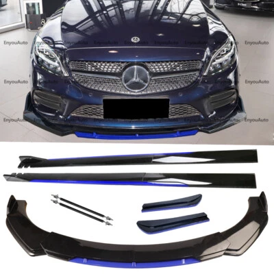 For Mercedes-Benz AMG35 AMG45 GT Front Bumper Lip 86" Side Skirt Black Blue Foto 1 de 4