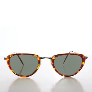 Round Tortoiseshell Gunmetal 90s Vintage Sunglasses - Weaver - Picture 1 of 3