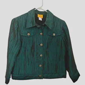 Ruby Rd Size 6 Petite Button Down Jacket Dark Teal Lightweight Unlined Pockets - Picture 1 of 8