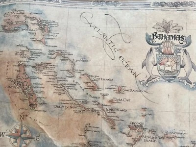 Mapa vintage de las Bahamas - inspirado en la antigüedad Foto 1 de 3