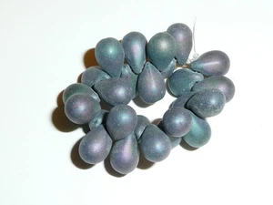 Beautiful Czech Glass Drop Beads -  9x6mm Matte Purple Iris (25 beads to strand) - Picture 1 of 5
