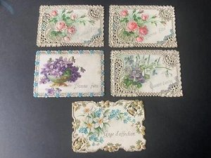 5 mini cartes postales ajourées dentelle TRES BON ETAT - Picture 1 of 4