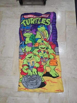 Vintage Teenage Mutant Ninja Turtles Sleeping Bag Youth 1990 Mirage Studios Flaw - Image 1 of 4