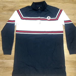 New Converse Long Sleeve Polo – Navy, White & Red Stripe – Size Small - Picture 1 of 2