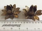 Vintage/Antique Pair Brass Flower Shaped Candle Holders Left As Found Steampunk