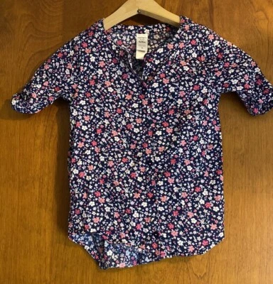 EUC Carter’s girl 6/6x Floral Button Up Blouse Short Sleeved - Image 1 of 4