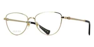 GUCCI GG1595O 001 Gold /Black Cat Eye Metal EYEGLASSES FRAME 55-16-145 - Picture 1 of 3