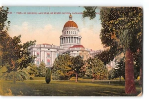 Postal Vista de terrenos y parte trasera del Capitolio del Estado Sacramento, California c1910 - Imagen 1 de 2