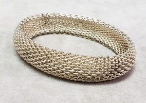 Sterling Silver 925 Mesh bangle bracelet 8" 52g - Picture 1 of 7