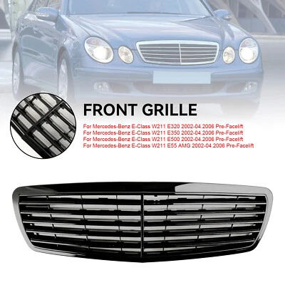 Gloss Black Front Grille Grill For Mercedes W211 E320 E350 2002-2006 Foto 1 de 4