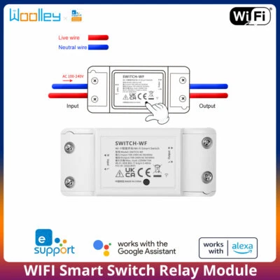 WOOLLEY WiFi Smart Home Switch Relay Module Wireless App Voice Control for Alexa eWeLink