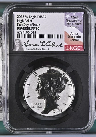 2022-W $25 Palladium Eagle PF70 NGC Reverse Proof First Day of Issue (Scarce) Cover