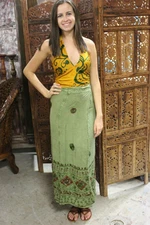 Boho Chic Green Wrap Skirt MAXI Matching HALTER Women Gypsy Maxi Skirts M