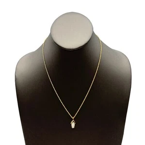 Gold Tone Twisted Rope Chain Marquise Cut Faux Opal Pendant Fashion Necklace - Picture 1 of 13