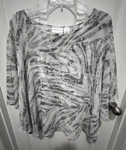 Alfred Dunner Lined Top Size 18W Gray & White - Picture 1 of 3