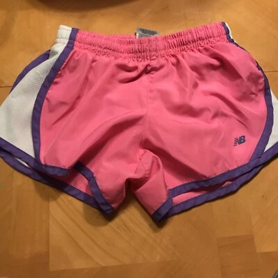pink new balance girls gym shorts size small 6/6x lined - Image 1 of 4