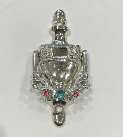 Vintage Door Knocker W/ Rhinestones, Silver-tone 1 1/2” X 3 3/4” Rare Cover