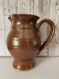 Studio Art Pottery Pitcher Signed MPP Bronze Iridescent Glaze Red Brown 7" Water - Picture 1 of 8