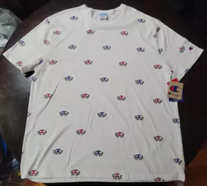 Men's CHAMPION HERITAGE ALL OVER PRINT TEE SHIRT WHITE SIZE 2XL - Picture 1 of 3