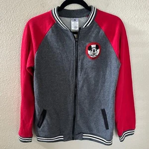 Disney Parks Youth Red and Gray Mickey Mouse Club Zip Up Varsity Jacket Size XL - Picture 1 of 10