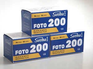 3x Svema FOTO-200 135/35mm 36exp. ISO 200 B&W Camera Negative Film - Picture 1 of 4