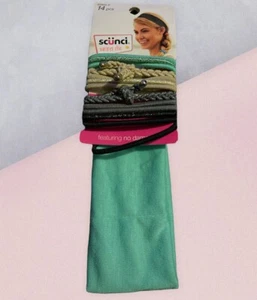 SCUNCI SUMMER CHIC HAIR ELASTICS - ASSORTED COLOR PONYTAILERS - Green - Picture 1 of 1