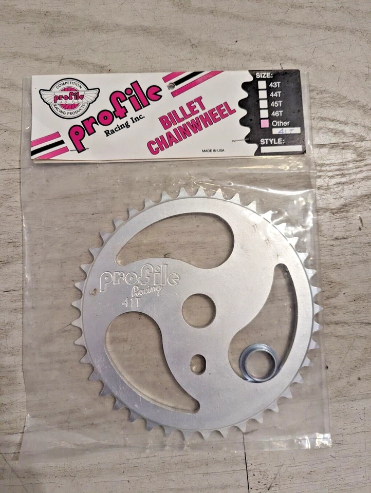 Profile Racing 41T Sprocket Mid School BMX Billet Chainwheel Silver New NOS - Image 1 of 4