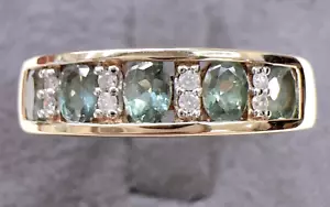 QVC Solid 14K Yellow Gold Alexandrite & Diamond Band Ring 0.55ctw Ring Size 7 - Picture 1 of 18