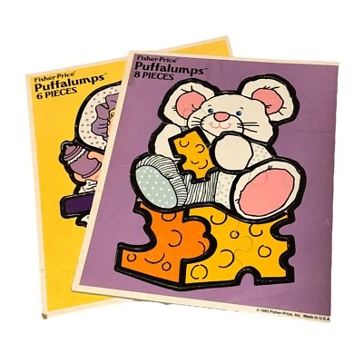 Puffalumps 1993 Puzzles Lot of 2 Mouse Baby 6 And 8 PiecesVintage Fisher Price - Image 1 of 4