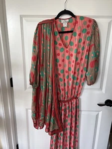 Judi Michael Seasons Pleated Polka Dot Dress Shoulder Scarf 1980s Size Medium - Picture 1 of 7
