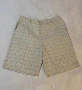 Pantalones cortos de golf Ashworth para hombre gris crema a cuadros W38 crudo - Imagen 1 de 8
