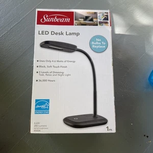 Sunbeam Flexible Neck Led Desk Lamp Adjustable Light Black 3 Levels Brand New - Picture 1 of 3