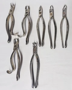 LOT OF 7 Clev-Dent Rounded Coned Pliers Model 3FH, 18R, 18L, 1, 8S, 9S Stainless - Picture 1 of 1