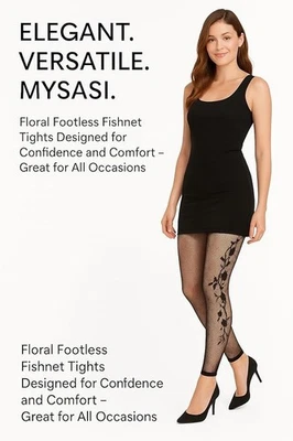 Колготки без ног - черная рыболовная сеть с боковым узором. - Изображение 1 из 3