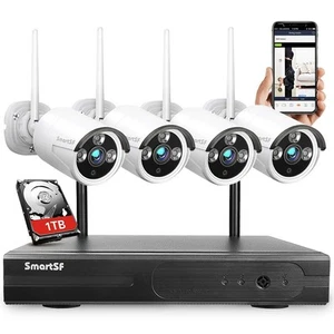 Sistema di telecamere di sicurezza wireless con disco rigido da 1 TB, telecamere di sicurezza 1080P con... - Foto 1 di 8