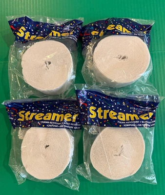 Touch of Color White Crepe Paper Streamers 4 Packs Each 81 ft x 1.75 in - Image 1 of 4