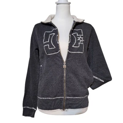 De Colección Y2K DC Zapatos Juniors L Sudadera con Capucha Grunge Emo Patinador Años 90 Agujeros para el Pulgar Logo Cremallera Foto 1 de 4