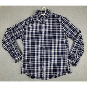 J. Camisa Crew Para Hombre Talla Grande Flex Lavada Calce Ajustado Camisa Abotonada Azul A Cuadros - Imagen 1 de 9