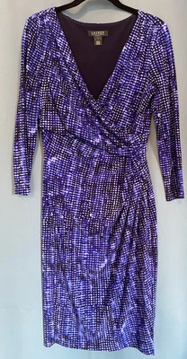 Lauren Ralph Lauren Women's Dress Size 6 Slinky Stretch Blue Dressy Neck - Image 1 of 4