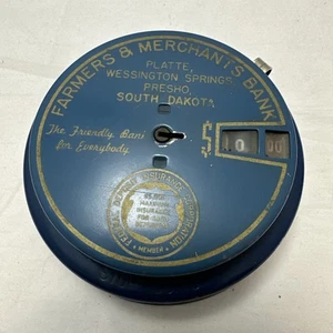 Vintage 1942 Coin Bank Add-O-Bank IOWA STATE BANK, Des Moines, Iowa, blau ohne Schlüssel - Bild 1 von 4
