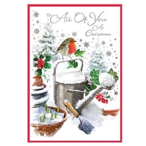 Tarjeta de Navidad To All Of You - Escena de nieve festiva Robin - 7,5"x5,25" - Imagen 1 de 3